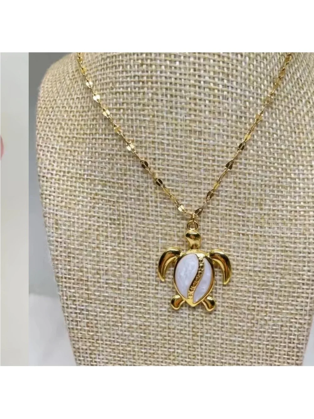 White Turtle 18K Gold Stainless Steel Waterproof Necklace